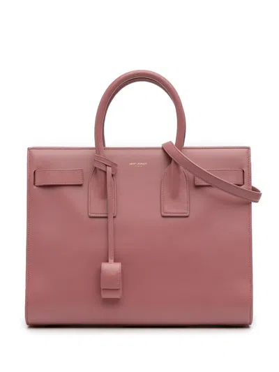 Pre-owned Saint Laurent 2014 Small Leather Sac De Jour Satchel In Pink