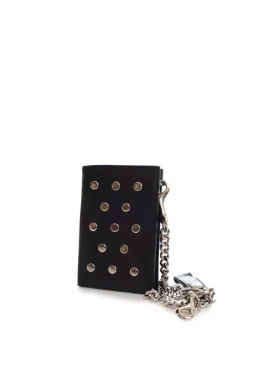 Pre-owned Saint Laurent 2014 Studded Calfskin Rider Chain Wallet Small Wallets