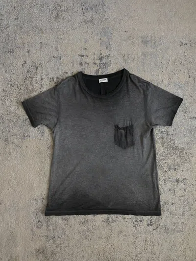 Pre-owned Saint Laurent 2014 Sunfaded Pocket Tee (m) In Gray