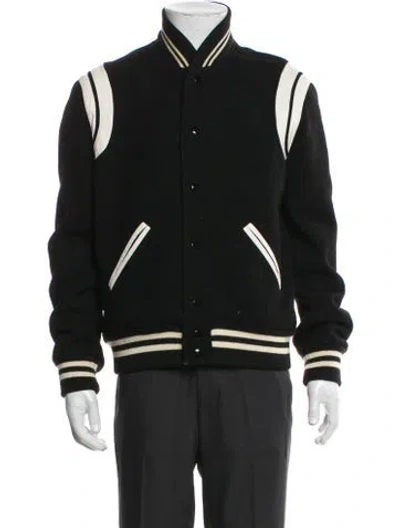Pre-owned Saint Laurent 2014 Teddy Varsity Jacket In Black