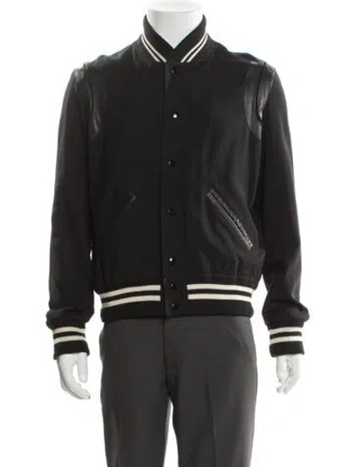 Pre-owned Saint Laurent 2014 Teddy Varsity Jacket In Black