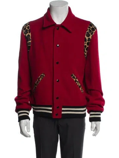 Pre-owned Saint Laurent 2014 Teddy Varsity Jacket In Red