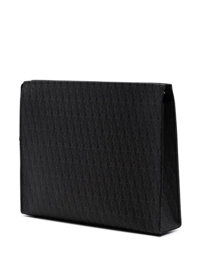 Pre-owned Saint Laurent 2014 Toile Classic Monogram Toiletry Bag Clutch Bag In Black