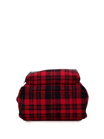 Pre-owned Saint Laurent 2014 Wool Tartan City Backpack In Red
