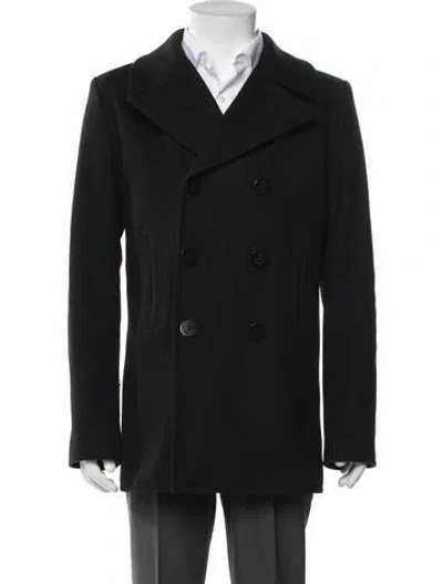 Pre-owned Saint Laurent 2014-2015 Wool Peacoat In Black