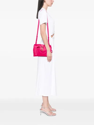 Pre-owned Saint Laurent 2015 Baby Leather Monogram Cabas Satchel In Pink