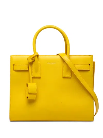 Pre-owned Saint Laurent 2015 Baby Leather Sac De Jour Satchel In Yellow