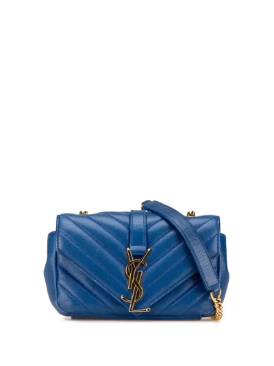 Pre-owned Saint Laurent 2015 Baby Monogram Matelasse Classic Chain Bag Crossbody Bag In Blue