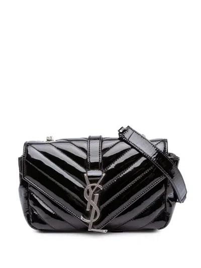 Pre-owned Saint Laurent 2015 Baby Patent Chevron Classic Monogram Chain Bag Crossbody Bag