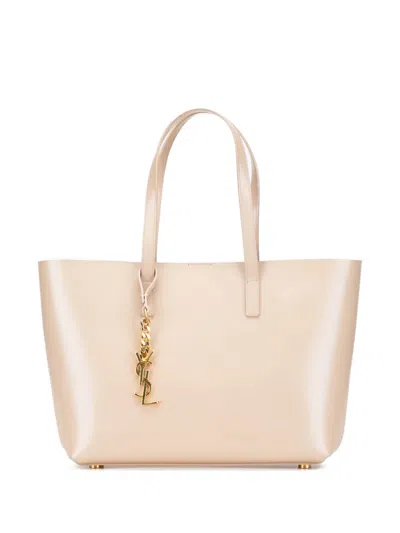 Pre-owned Saint Laurent 2015 Calfskin Classic Monogram Double Face Tote Bag In Brown