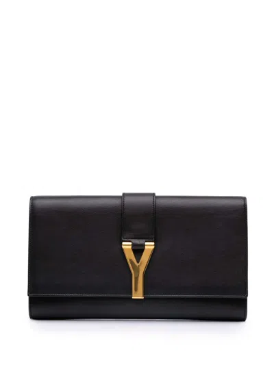 Pre-owned Saint Laurent 2015 Calfskin Classic Y Ligne Clutch Bag In Black