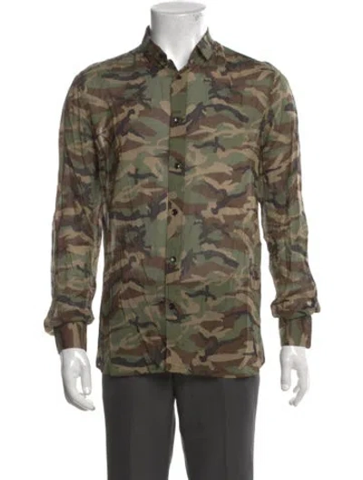 Pre-owned Saint Laurent 2015 Camouflage Print Shirt In Green
