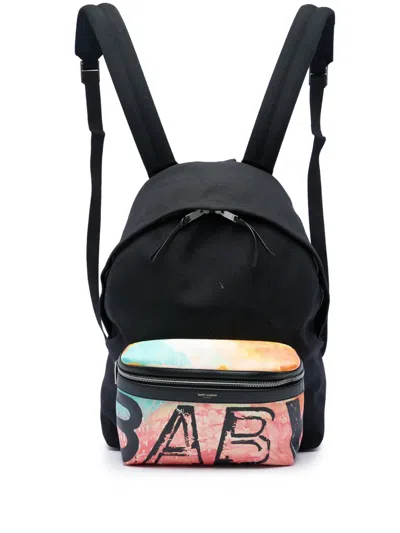 Pre-owned Saint Laurent 2015 Canvas Hunting Baby City Backpack In Black