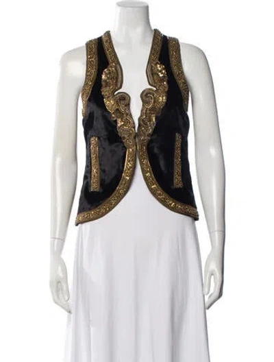 Pre-owned Saint Laurent 2015 Colorblock Pattern Vest In Black