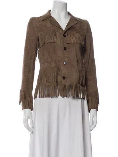 Pre-owned Saint Laurent 2015 Goat Leather Jacket In Neutral