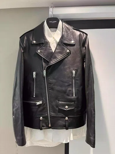 Pre-owned Saint Laurent 2015 L01 Leather Jacket Size 50 Black