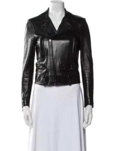 Pre-owned Saint Laurent 2015 Lamb Leather Biker Jacket In Black