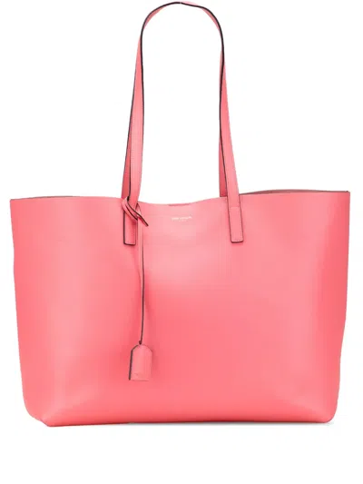 Pre-owned Saint Laurent 2015 Large Leather East West Shopping Tote Bag In Pink