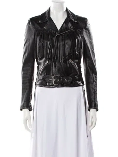 Pre-owned Saint Laurent 2015 Leather Biker Jacket In Black