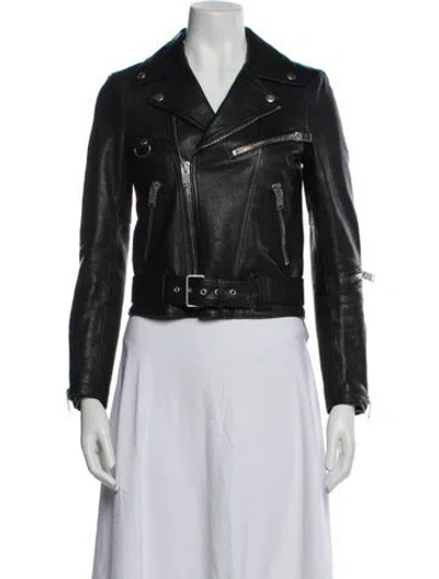 Pre-owned Saint Laurent 2015 Leather Biker Jacket In Black