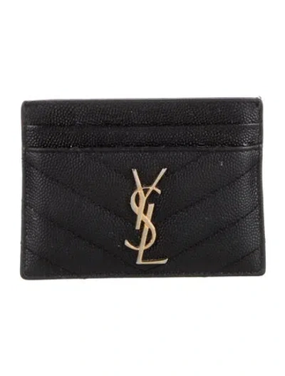 Pre-owned Saint Laurent 2015 Leather Card Holder In Black