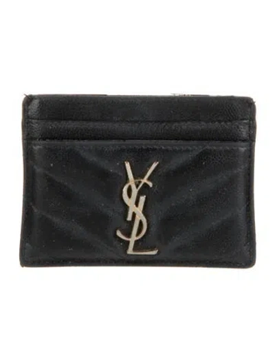 Pre-owned Saint Laurent 2015 Leather Card Holder In Black