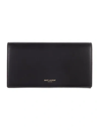 Pre-owned Saint Laurent 2015 Leather Continental Wallet In Black