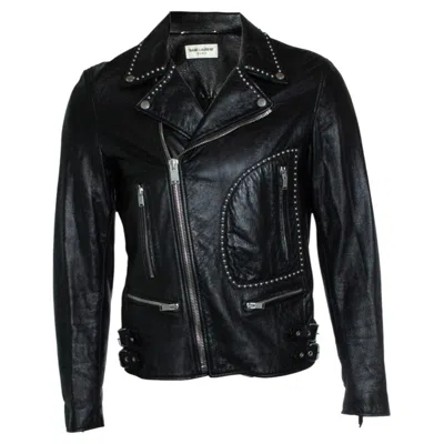 Pre-owned Saint Laurent , 2015 Leather Fringe Jacket In Black