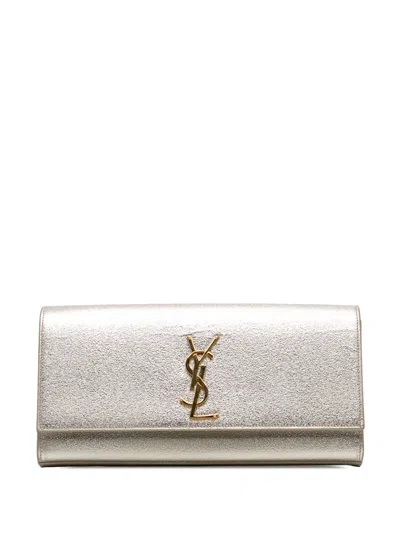 Pre-owned Saint Laurent 2015 Metallic Calfskin Cassandre Clutch Bag In Gold