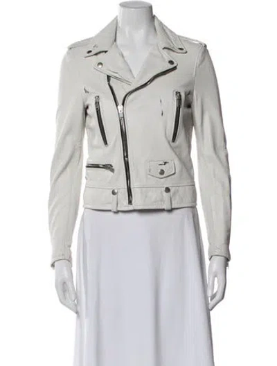 Pre-owned Saint Laurent 2015 Painted Biker Jacket In White
