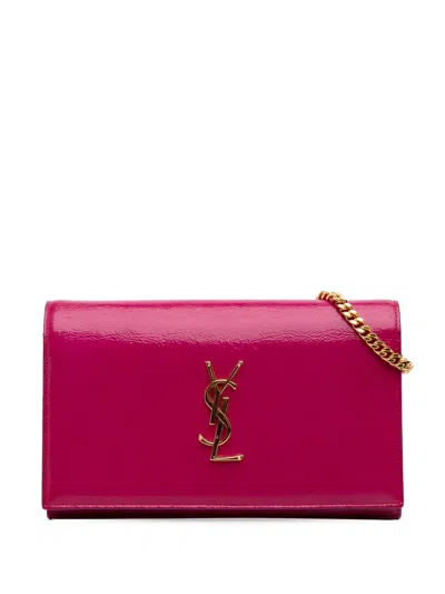 Pre-owned Saint Laurent 2015 Patent Monogram Kate Wallet On Chain Crossbody Bag