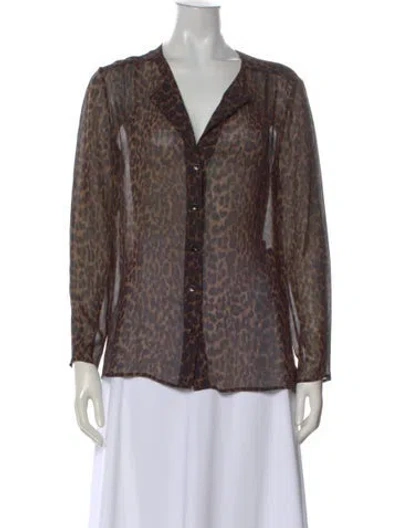 Pre-owned Saint Laurent 2015 Silk Blouse In Brown