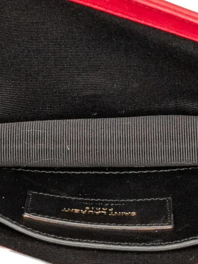 Pre-owned Saint Laurent 2015 Smooth Ombre Calfskin Monogram Kate Clutch Bag In Red