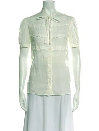 Pre-owned Saint Laurent 2015 Tie Neck Blouse In Neutral
