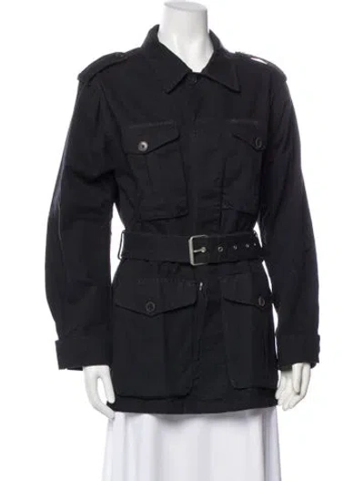 Pre-owned Saint Laurent 2015 Trench Coat In Gray