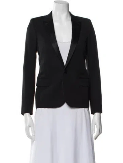 Pre-owned Saint Laurent 2015 Virgin Wool Blazer In Black