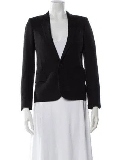Pre-owned Saint Laurent 2015 Virgin Wool Blazer In Black