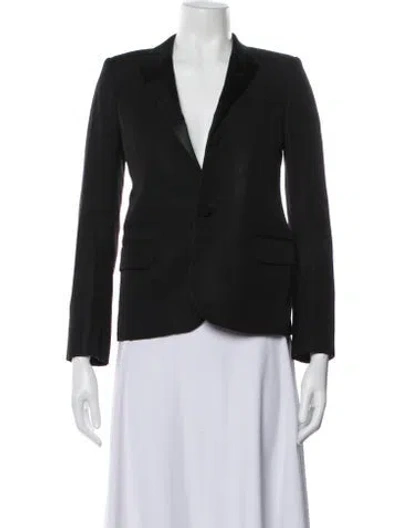 Pre-owned Saint Laurent 2015 Virgin Wool Blazer In Black