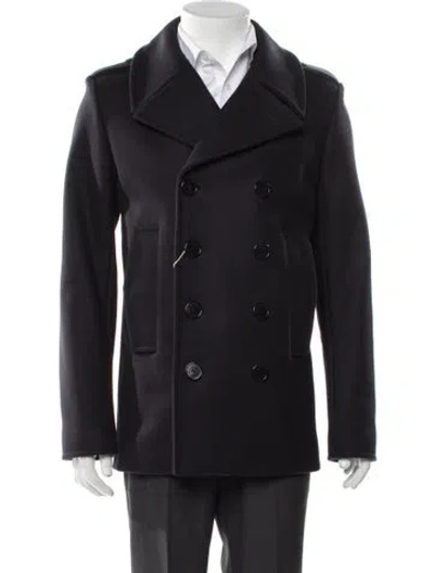 Pre-owned Saint Laurent 2015 Virgin Wool Peacoat W/ Tags In Gray