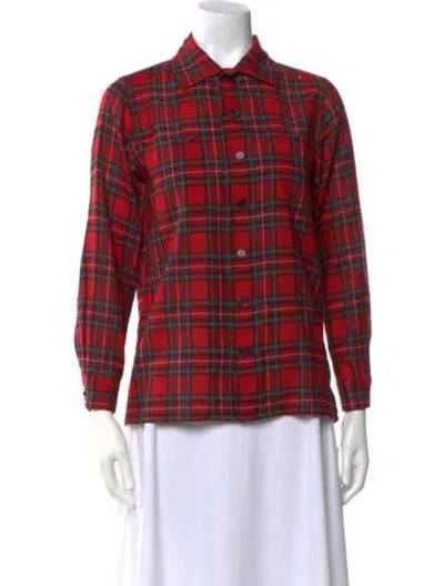 Pre-owned Saint Laurent 2015 Wool Button-up Top In Red