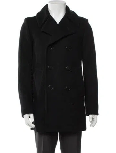 Pre-owned Saint Laurent 2015 Wool Peacoat In Black