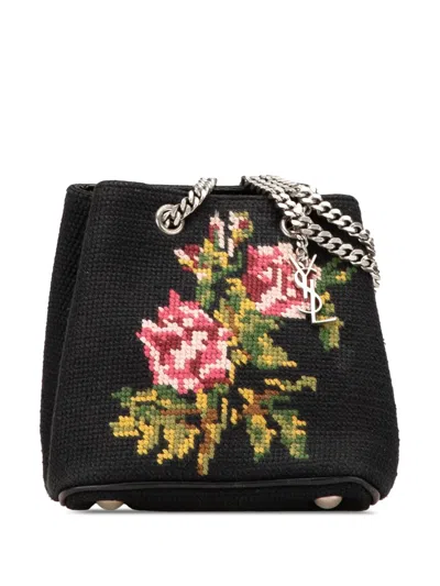 Pre-owned Saint Laurent 2016 Baby Embroidered Wool Emmanuelle Bucket Bag