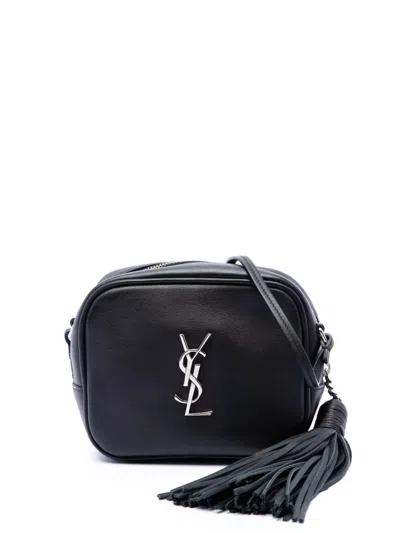 Pre-owned Saint Laurent 2016 Calfskin Monogram Blogger Bag Crossbody Bag In Black