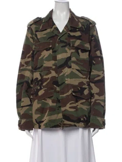 Pre-owned Saint Laurent 2016 Camouflage Print Utility Jacket In Green
