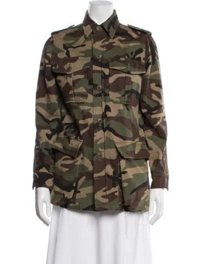 Pre-owned Saint Laurent 2016 Camouflage Print Utility Jacket In Green