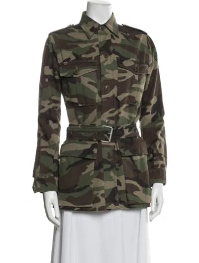 Pre-owned Saint Laurent 2016 Camouflage Print Utility Jacket In Green