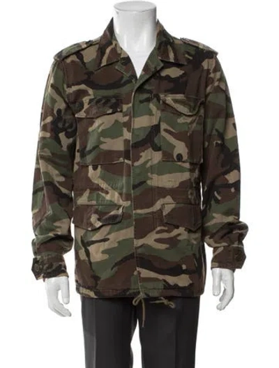Pre-owned Saint Laurent 2016 Camouflage Print Utility Jacket In Green