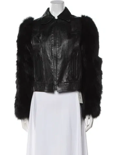 Pre-owned Saint Laurent 2016 Fox Biker Jacket In Black