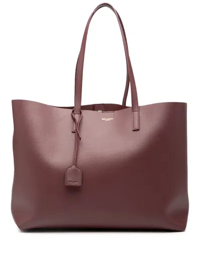 Pre-owned Saint Laurent 2016 Large Leather East West Shopping Tote Bag In Red