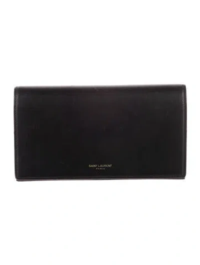 Pre-owned Saint Laurent 2016 Leather Bifold Wallet In Black
